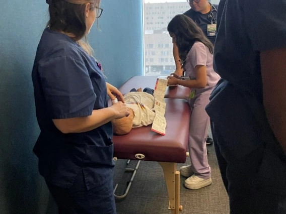 medical students in a simulation lab